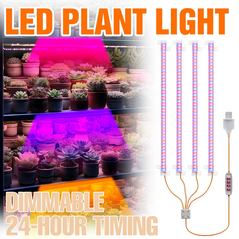 LED Grow Light USB Full Spectrum Indoor Plant Cultivation Lamp 5V Dimmable Vegs Seeds Hydroponics Potted Succulent Fill Lighting