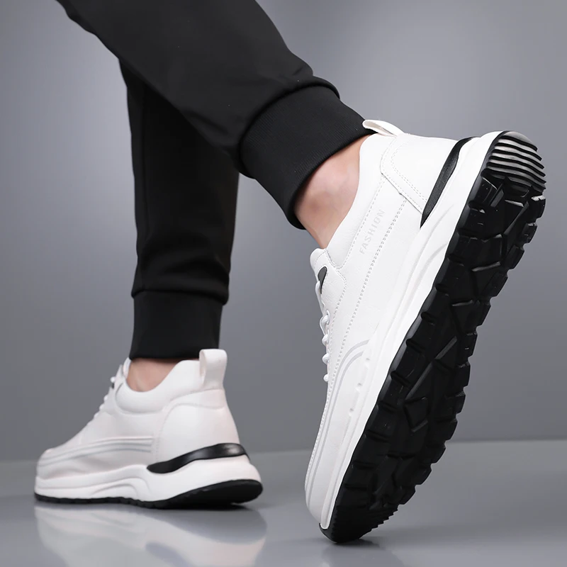 الدانتيل يصل أحذية رياضية كاجوال عدم الانزلاق التدريب الأحذية الترفيه الذكور الرحلات الأحذية المشي المدربين جلد طبيعي الرجال حذاء رياضي #6