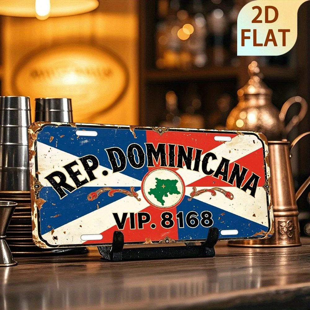 2D Flat, 2D Flat - 1pc Vintage Dominican Rep. Metal Sign - 6x12 Inch Aluminum Wall Decor Plaque, Retro 2D Flat UV Print, Blue, W