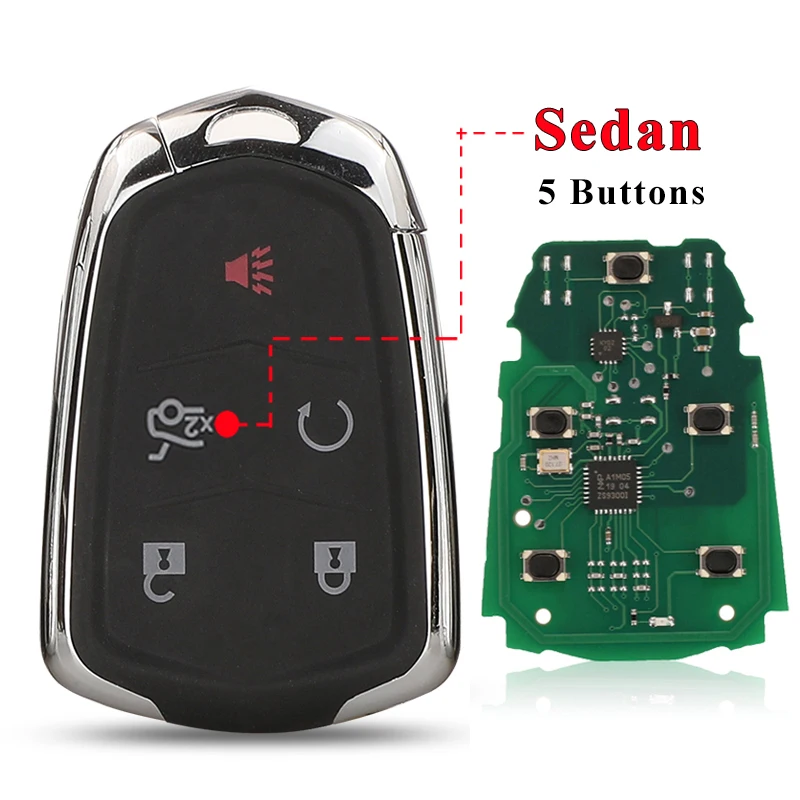 Jingyuqin 4/5/6 Taste Smart-Remote-Key Fob für Cadillac ESCALADE /ESCALADE ESV 2015-2019 XTS CTS CT6 ATS HYQ2EB HYQ2AB