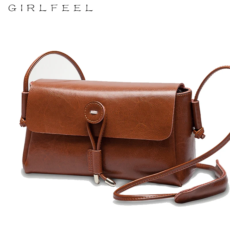 Hxl New Cattle Leather Bag Shoulder Small Bag Simple Small Square Bag Retro Messenger Bag Fashion