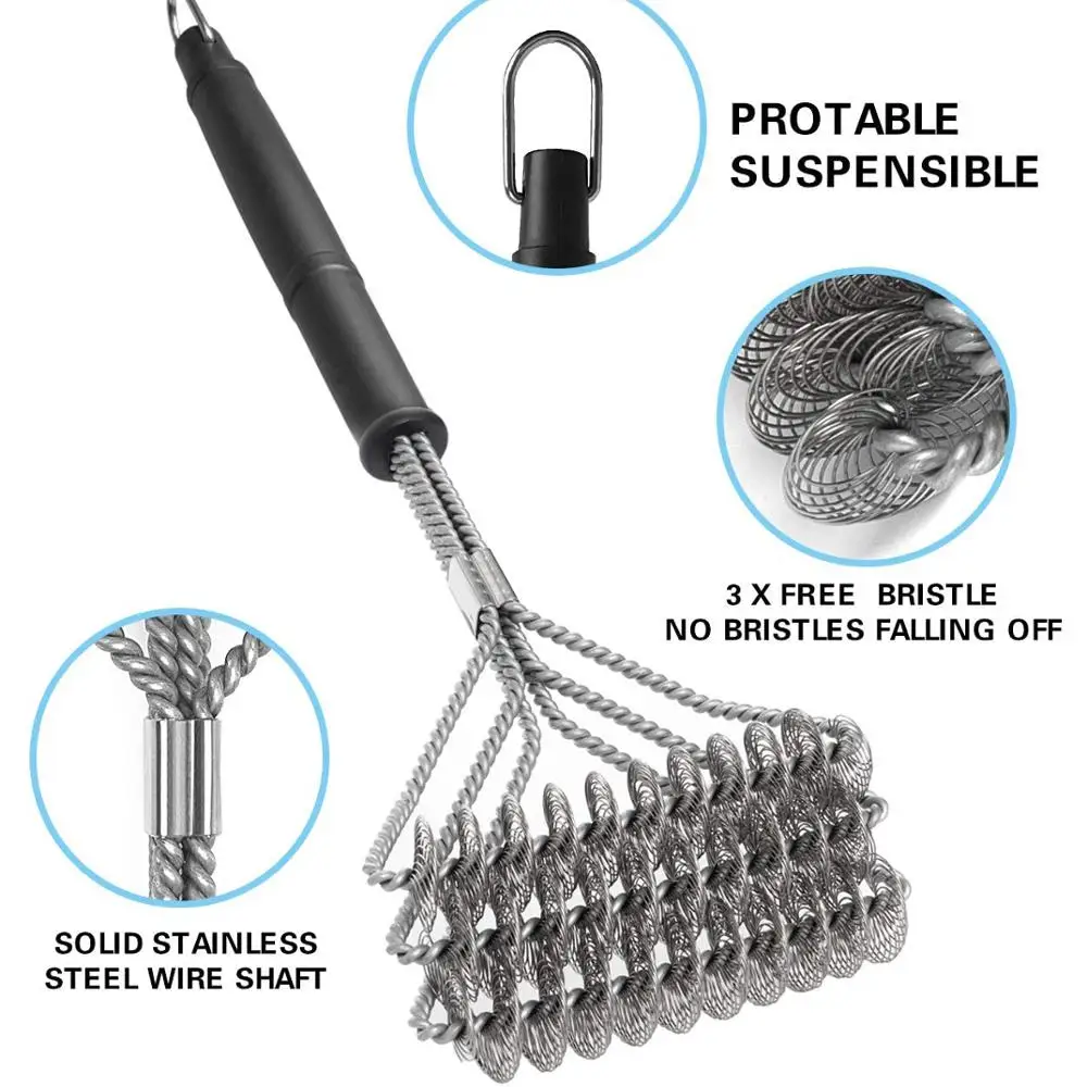 Barbecue Accessorie Grill BBQ Brush Stainless Steel Wire Bristles Clean Brushes Non-stick Stains Grease Kitchen BBQ Tools