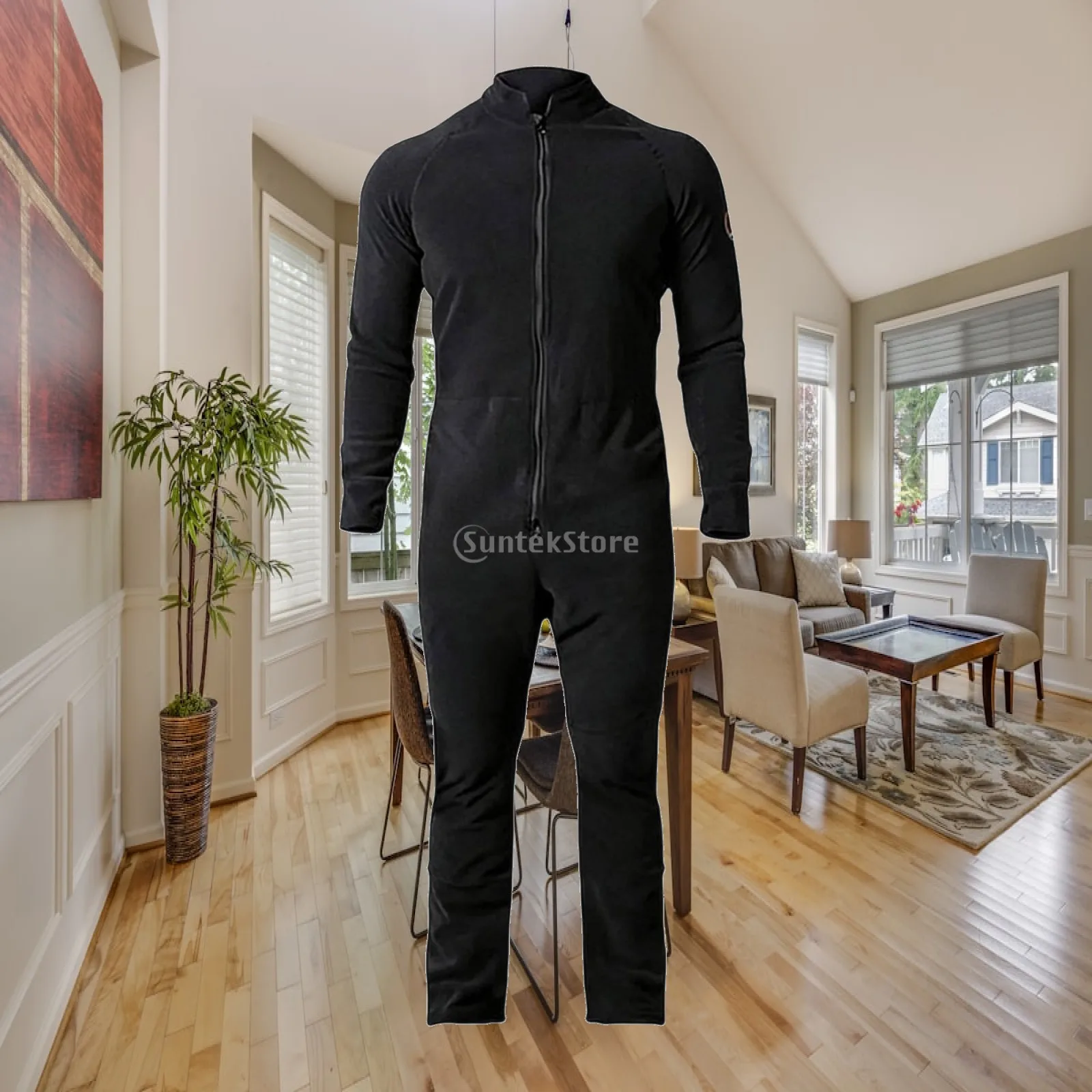 Thermal Diving Dry Suit for Men Women Full Front Zipper Fleece Base Layer for Cold Water Swimming