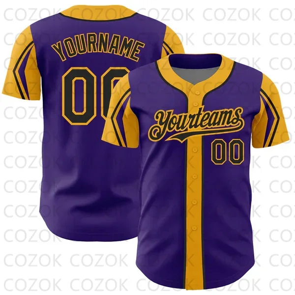 Custom Paarse Serie Patroon Honkbal Jersey Mannen En Vrouwen Shirt 3d Bedrukt Shirt Team Shirts Hiphop Unisex Tops