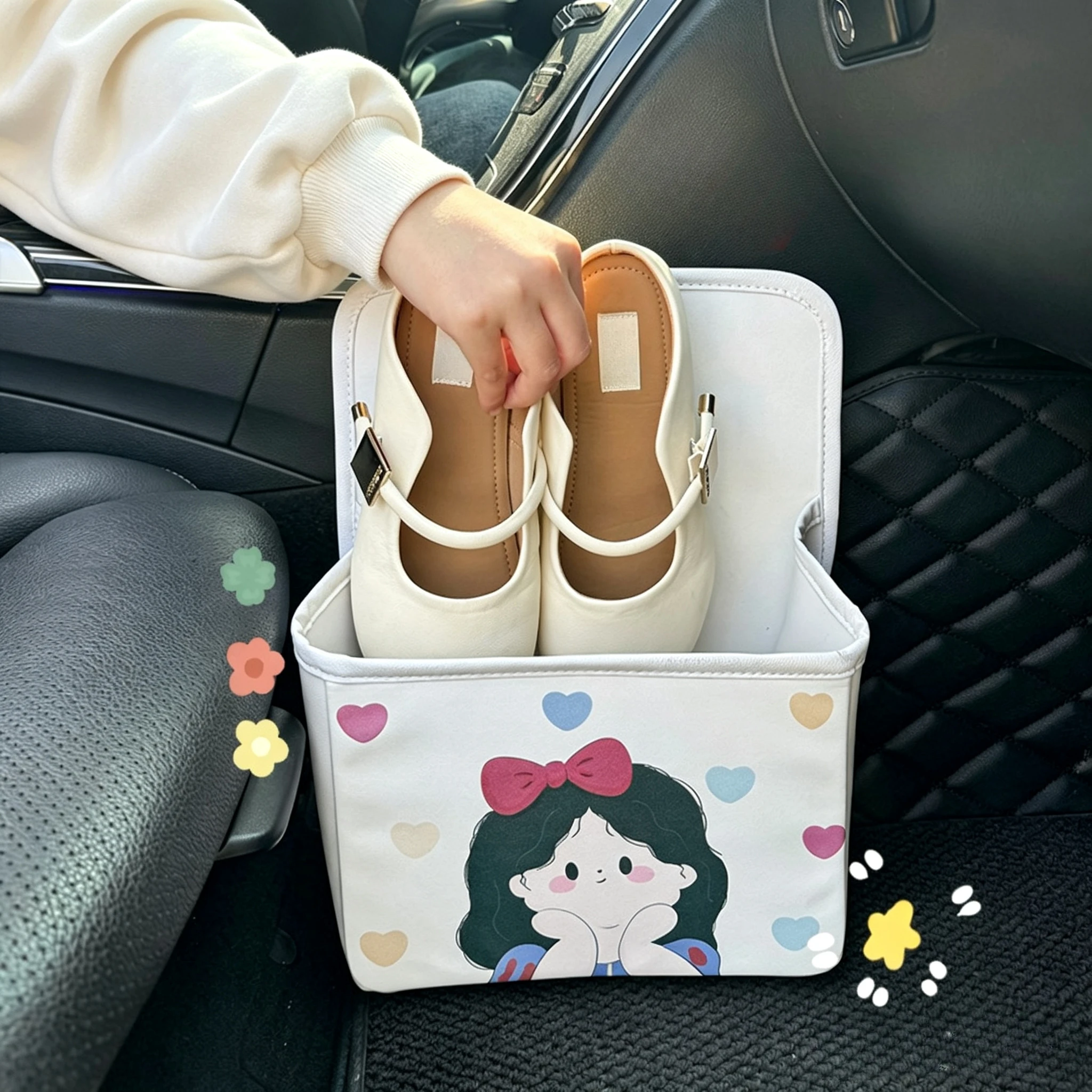 Women Shoes Must Have - กล่องเก็บรองเท้าในรถสุดน่ารัก, ที่จัดเก็บรองเท้าสำหรับเบาะนั่งผู้โดยสาร, ชั้นวางรองเท้าในท้ายรถ, อุปกรณ์จัดเก็บในรถแบบพกพาที่ผู้ขับขี่หญิงต้องมี