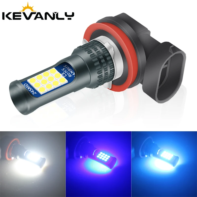 2 PCs Daul Color H7 H11 Led Fog Light 9005 HB4 3030 LED 24Smd 9006 HB4 Fog Lamps H4 Cars Headlight Bulbs 12V White Yellow