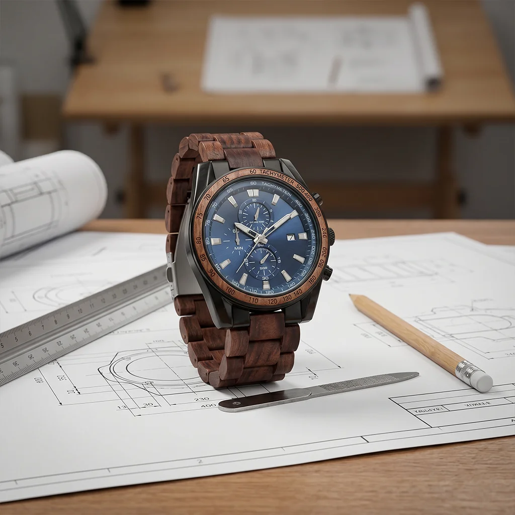 Wood Watch Men Luxury Stylish Watches Timepieces Chronograph Military Quartz Relogio Masculino Dropshipping - view 6