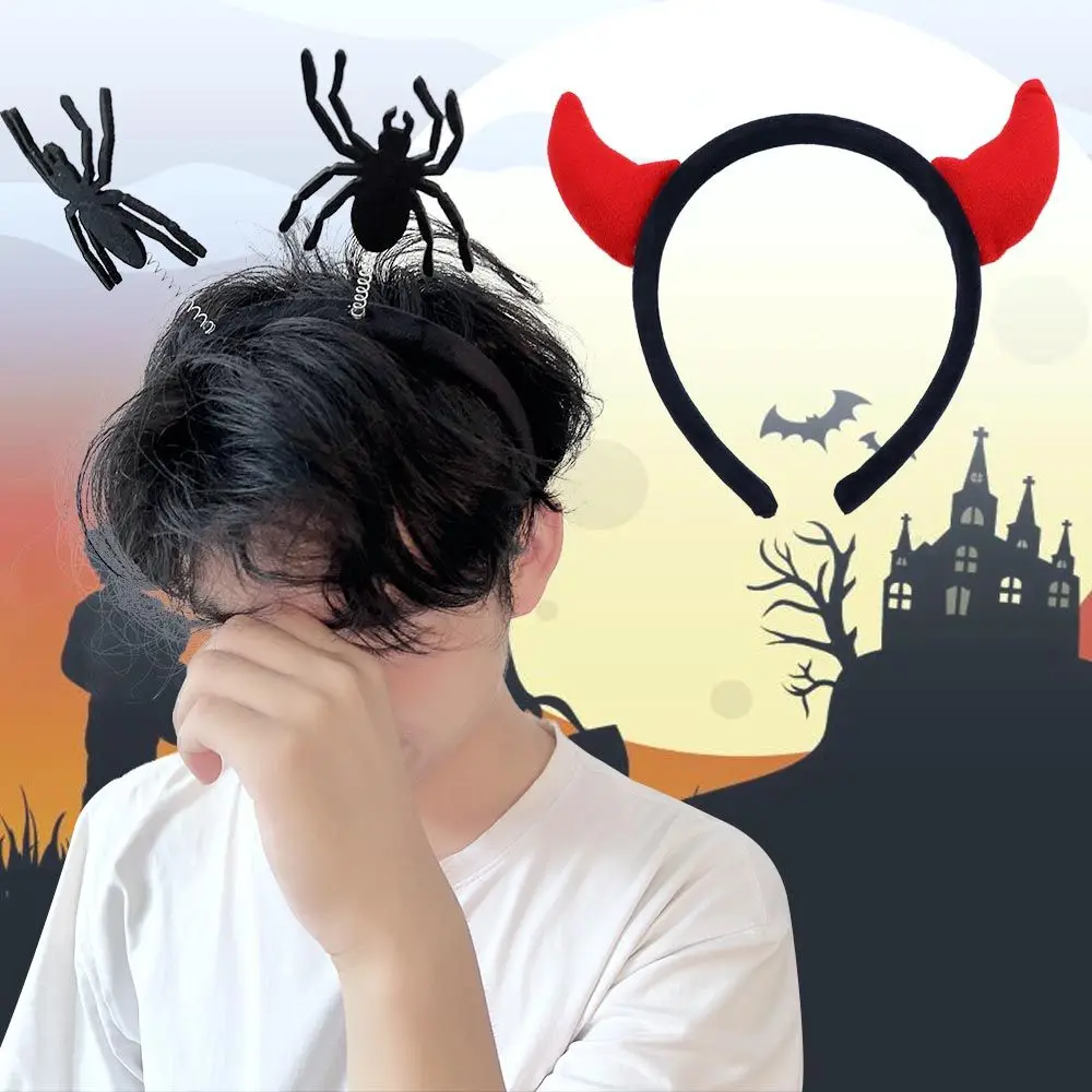 عقال الخفافيش حفلة الهالوين عدم الانزلاق زي ملحق القماش العنكبوت هالوين عقال النساء الشعر هوب هالوين العصابات الشعر #1
