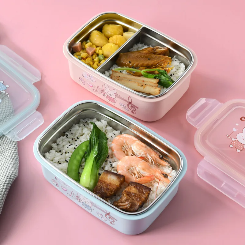 

Stainless Steel and PP Leak-Proof Lunch Boxes, Lunch Boxes with A Spoon Convenient Student