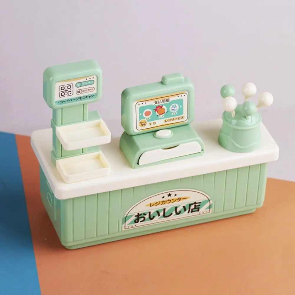 Cash Register Dollhouse Miniature Cashier Lollipop Snack Rack Reusable Mini Cashier Counter Toys Checkout Simulation