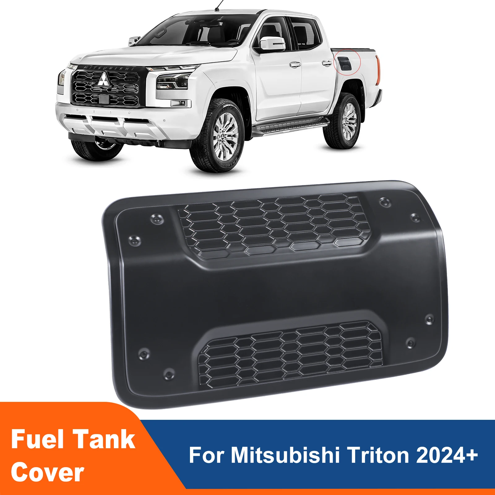 

ABS Fuel Gas Tank Cap Covers Protective Trim For Mitsubishi L200 Triton 2024 2025 New Style Exterior Car Matte Black Accessories