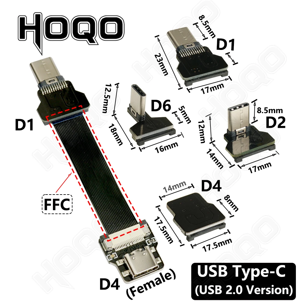 Flat Flexible Ultra Thin Micro USB Mini USB Type-C Ribbon Cable 90 Degree usb Slim Flat Soft charge FPV fpc Charge Data Cord