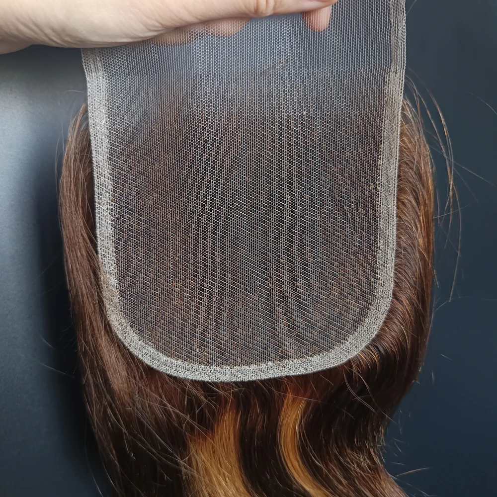 12AグレードP427 4x4レースクロージャー ハイライト ボディウェーブ 人毛クロージャー 生え際処理済み 10～22インチ ブラジリアンバージンヘア フリーパート