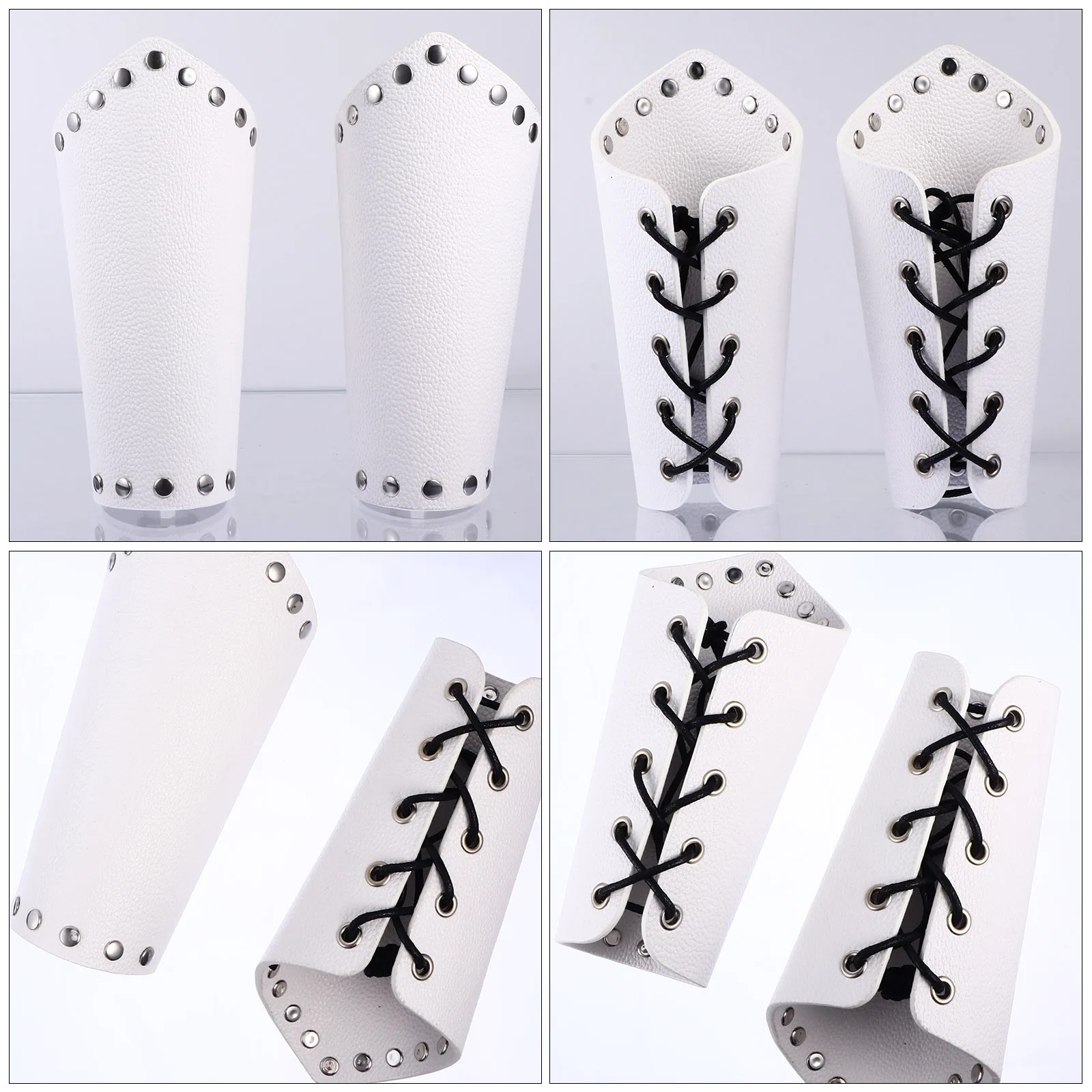 

1 Pair Bracers Medieval Wrist Protection Pu Wide Adjustable Armor For Cosplay Costume Party Roleplay Sturdy