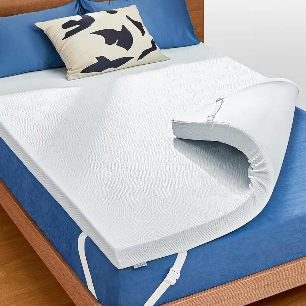 

3 H Gel Memory Foam Mattr Topper Twin Xl, Breathable Pressure Relief, High Density Pad, Washable Cover With Elastic Straps &