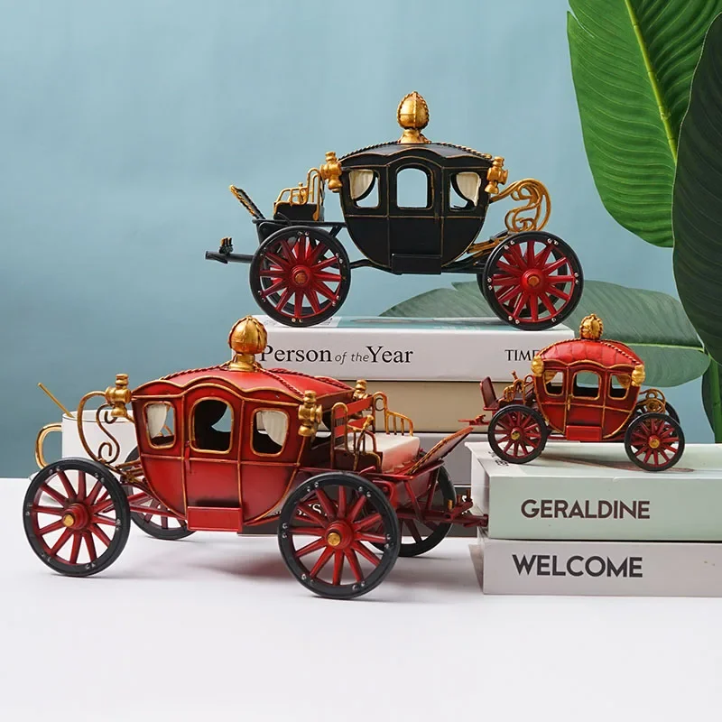 Vintage Decoration Pumpkin Car Model Metal Bedroom Home Accessories Miniature Coach London Royal Industri