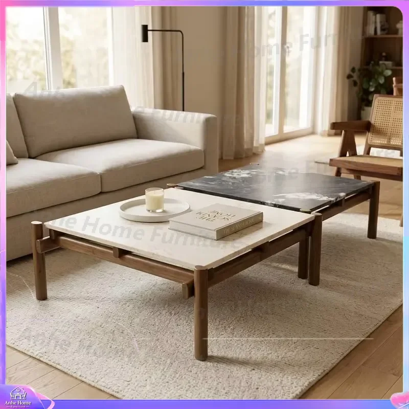 180cm Modern Coffee Table Solid Wood Base Slatted Design Warm Brown Living Room Furniture Large Center Table Home Decor
