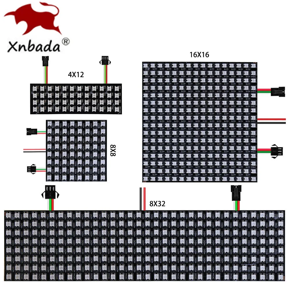 1-10 sztuk WS2812B RGB elastyczny 4X12 8X8 16x16 8x32 pikseli panel Led moduł matrycy ekranu WS2812 indywidualnie adresowalny IC DC5V