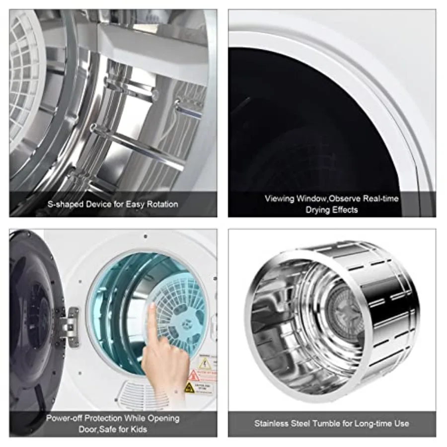 Portátil 1,5 pés cúbicos. Mini Secador de Roupa para Apartamentos, Dormitórios e RVs: Secador Elétrico Compacto com Capacidade de 5,5LBS Controle Simples