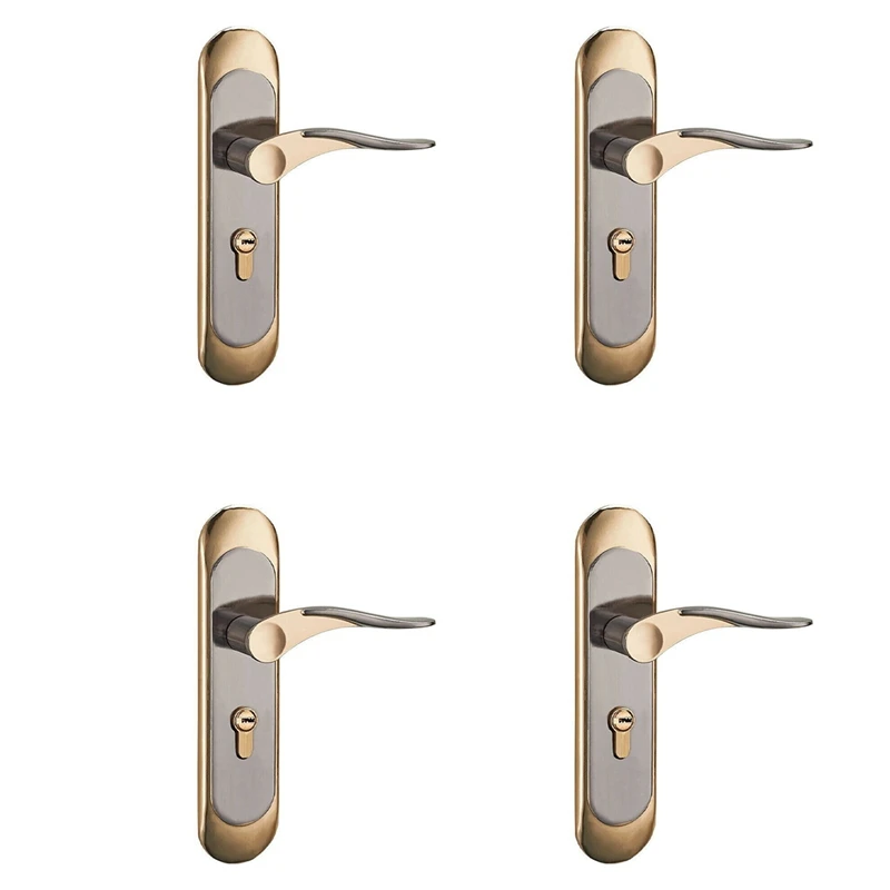 4X Indoor Household Door Handle For Home With Security Lock Key Set Aluminum Alloy