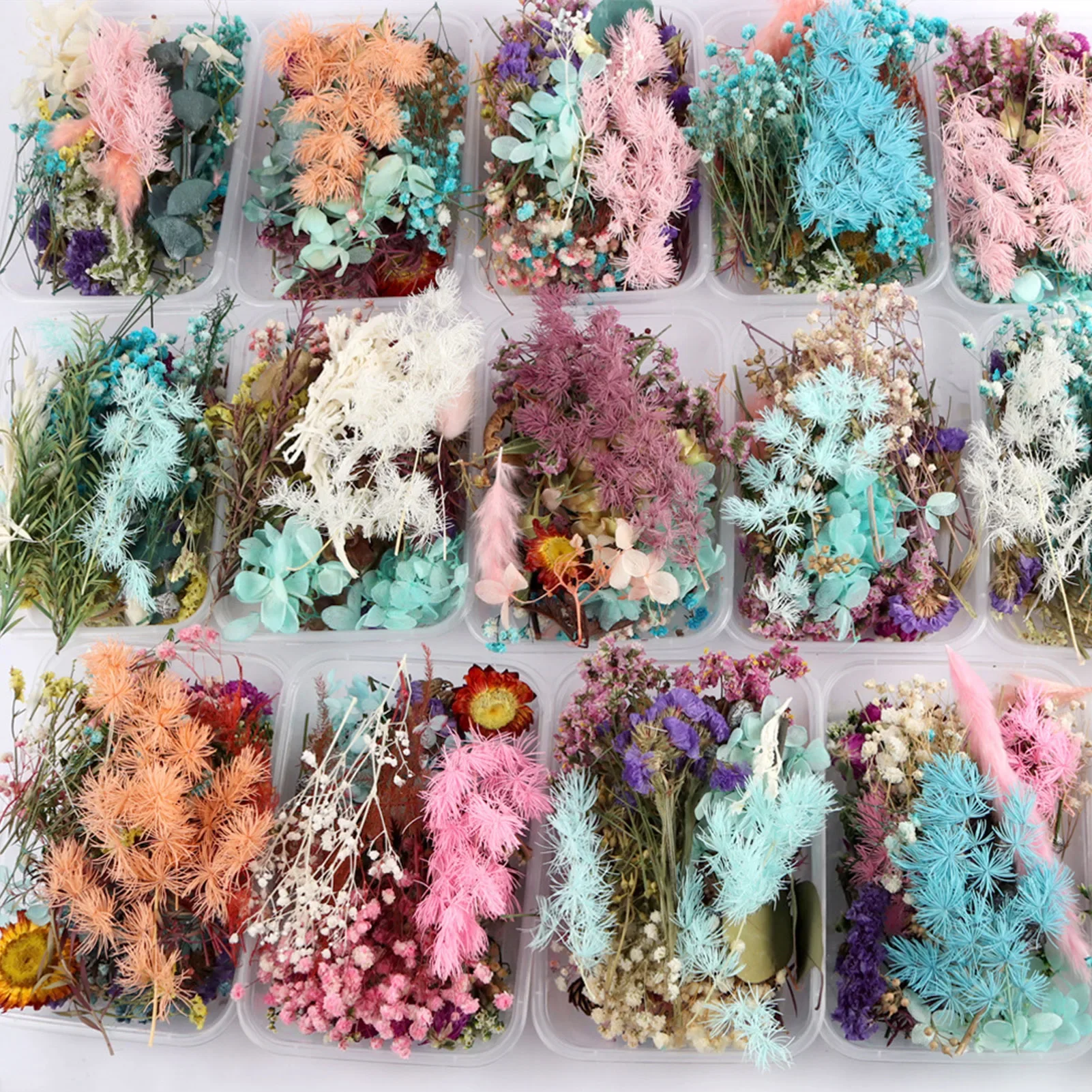 1 Box natürliche echte getrocknete Blumen, künstliche Pflanzen für Kerzen, Form, Epoxidharz,