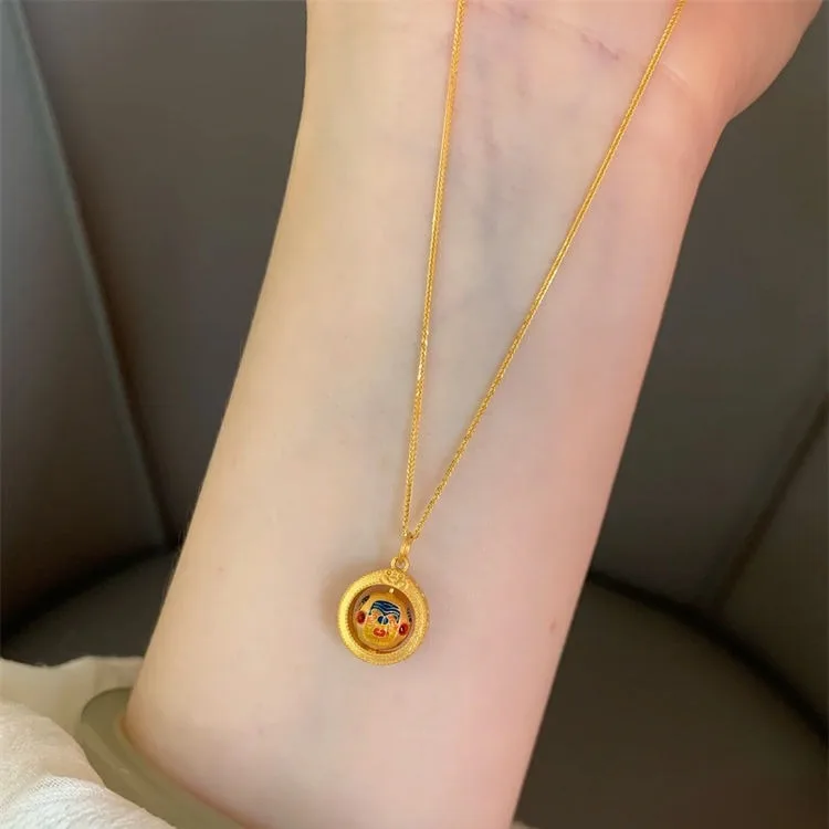 Xiaohongshu's Popular Zaki Ram Pendant for Tibetan Women, Ethnic Style Collarbone Chain, Light Luxury Retro Palace Necklace