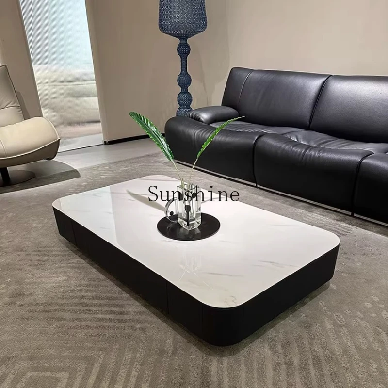 

Modern simple coffee table marble rectangular living room designer new black oak solid wood