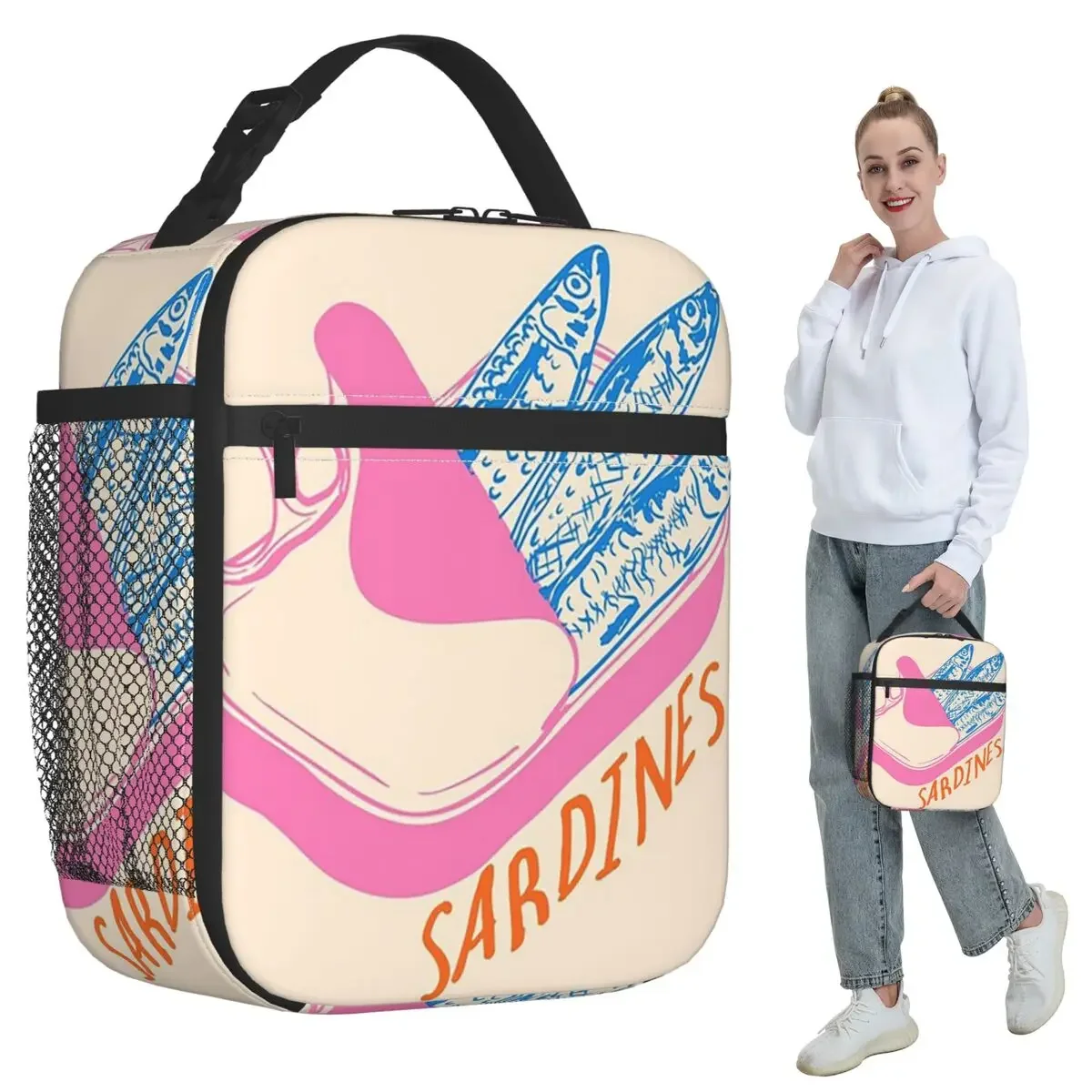 Open Sardine Can With Fish Insulated Lunch Bag for Women Office Cooler Thermal Food Box Tote Leakproof Lunch Boxes Container