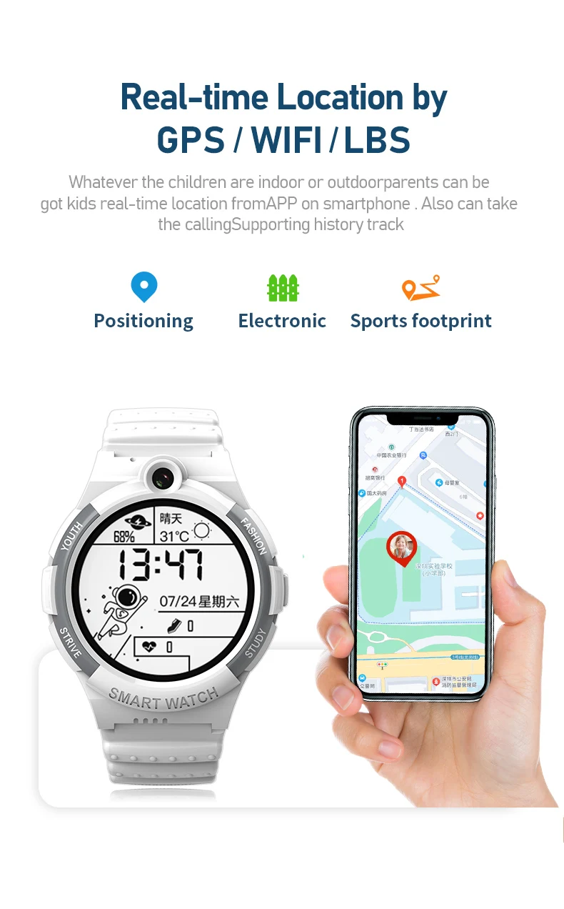 Getfitsoo 4G Criança Relógio Inteligente Chamada de Vídeo GPS WiFi Anti Perdido Rastreador Estudante Relógio de Telefone À Prova D 'Água Câmera SOS Crianças SmartWatch