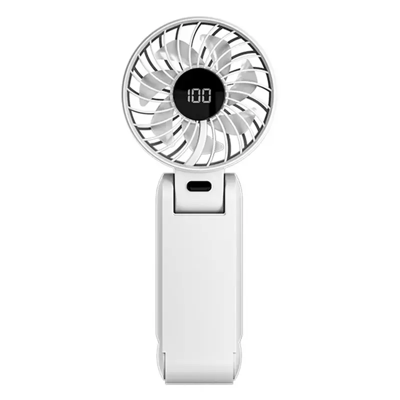

A005-Foldable Neck Hanging Cooling Fan 1500Mah Handheld Mini USB Rechargeable Fan 5 Speeds Display Screen Outdoor Fan White
