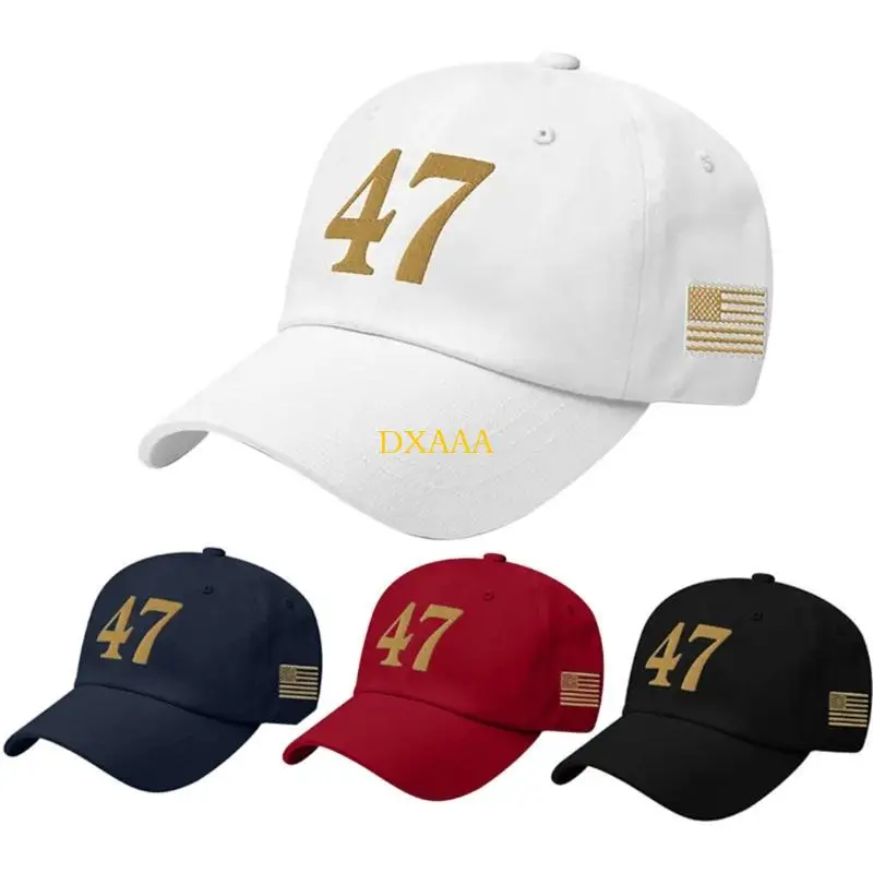 DXAA Gorra béisbol con patrón bordado Gorra poliéster liviana con correas ajustables para uso diario