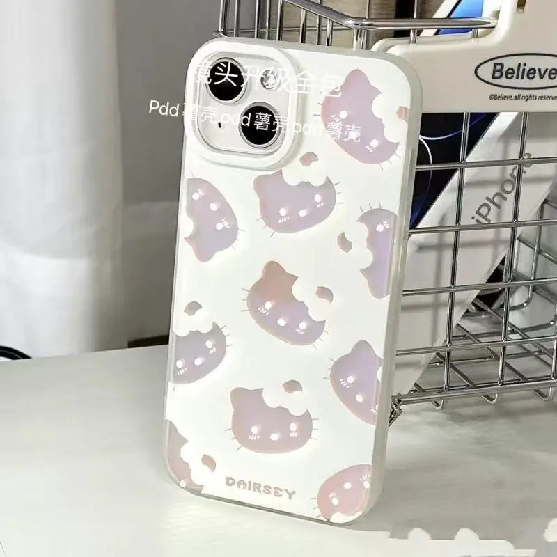 Hellokitty Kawaii Phone Case Apple 14/15Promax Sanrio Laser Gradient Kitty12/11Pro All-Inclusive Xr/xs Soft 7/8 Plus