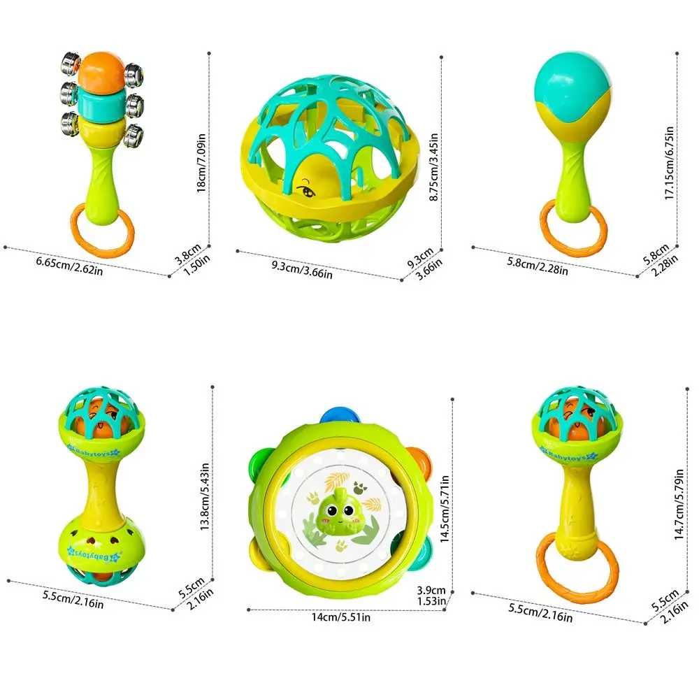 8/9pcs New Colorful Cartoon Shape Baby Rattle Toy Lightweight Plastic Sensory Toy Handbell Wave Drum Early Educational Toys