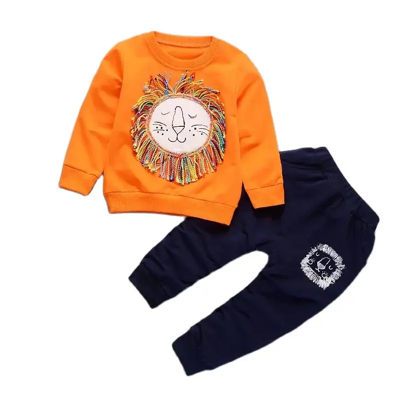 

2024 New Children's Set Boys and Girls Cartoon T-shirt Long Pants Set Leisure Fashion Spring and Autumn Infant Set 0-5 Years Old