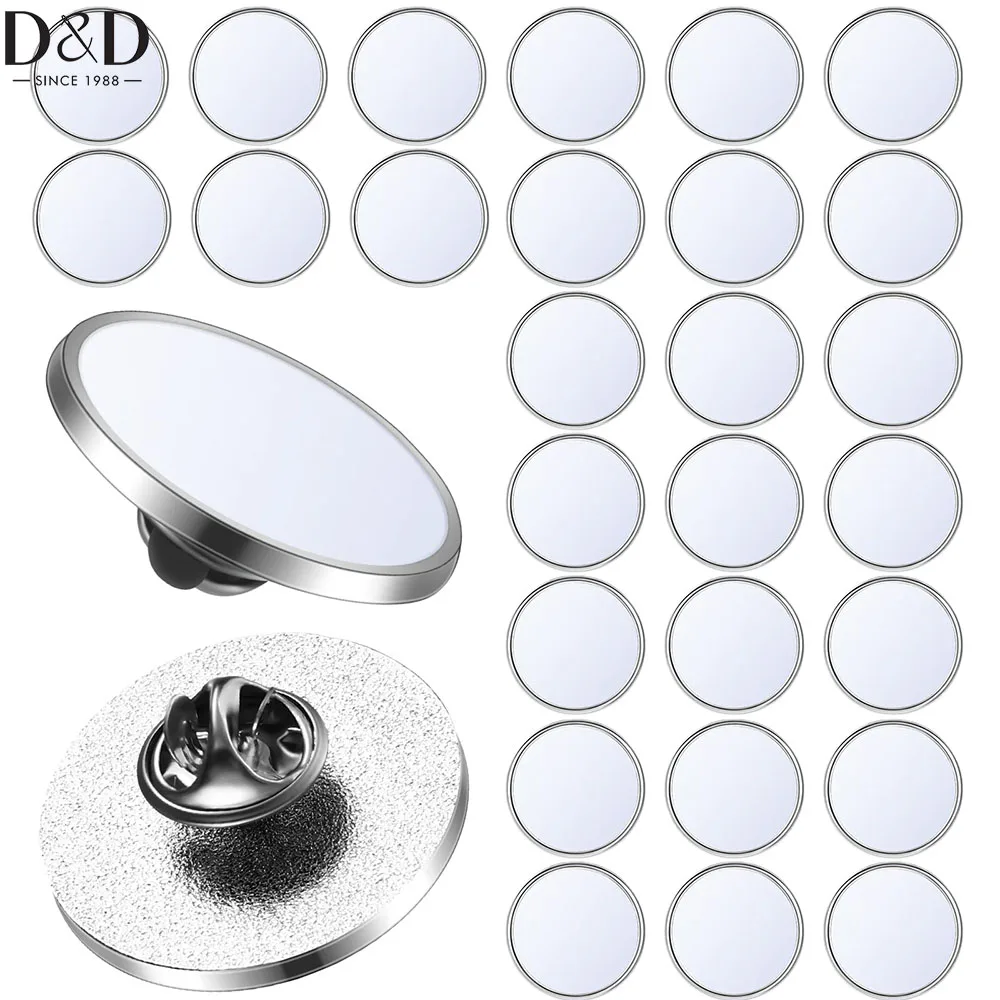 D&D 10pcs Sublimation Blank Pins 0.98 Inch DIY Button Badge Kit Sublimation Silver Blank Aluminum Sheet for DIY Jewelry Making