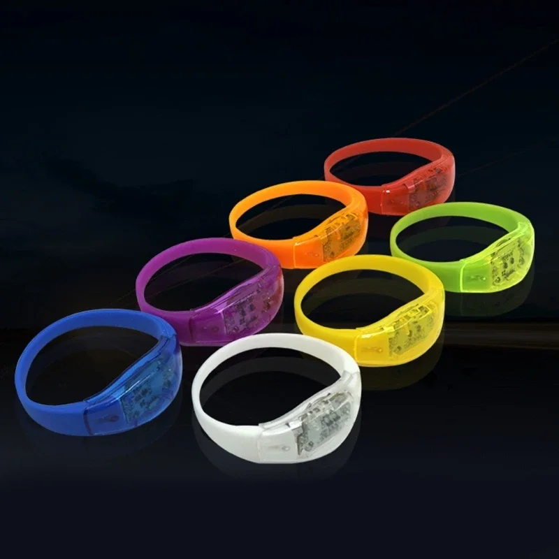 10pcs Voice Activated Sound Control LED Bracelets Flashing Silicone Bangle Christmas New Year Wedding Party Decoration