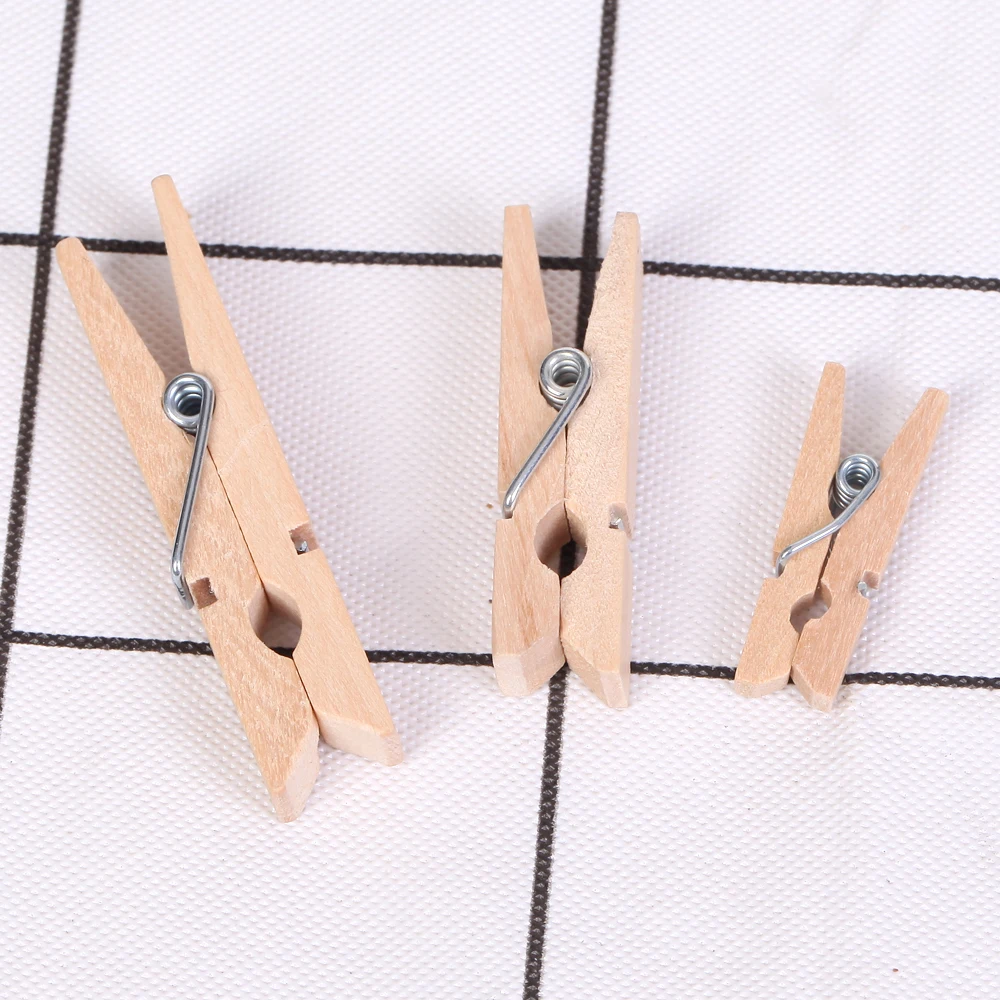 35/45mm Natural Wooden Clothes Pegs Clothes Clips Wood Clamp DIY Photo Paper Peg Clothespin Craft 30/50/100PCS