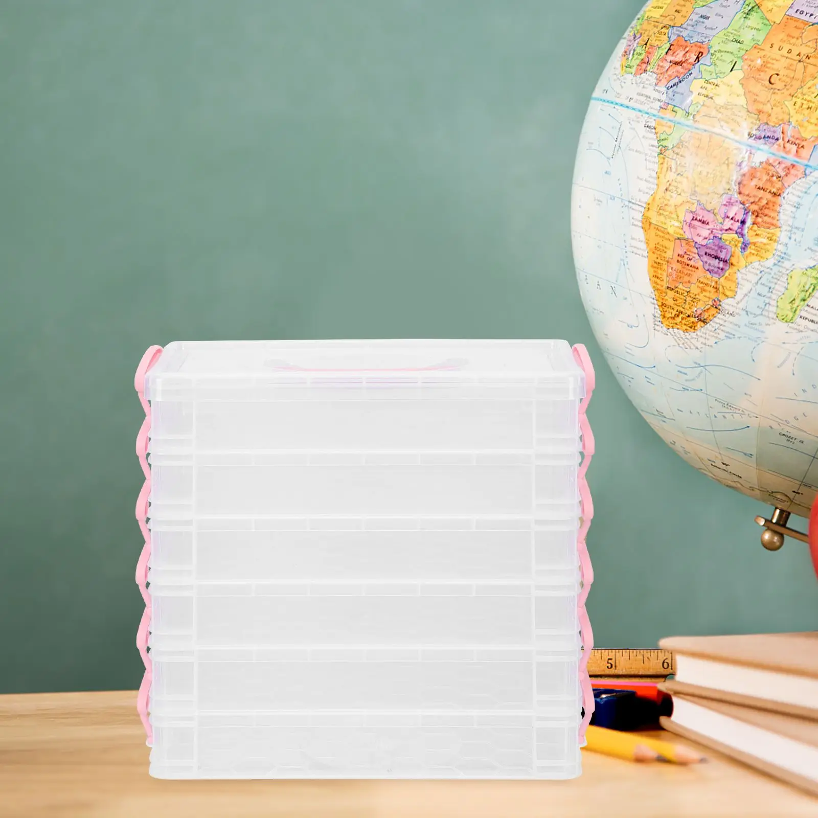 Christmas Paintbrush Storage Box Plastic Large Capacity Case Stackable Pencil Box Portable Pen Holder Kids Student Teacher