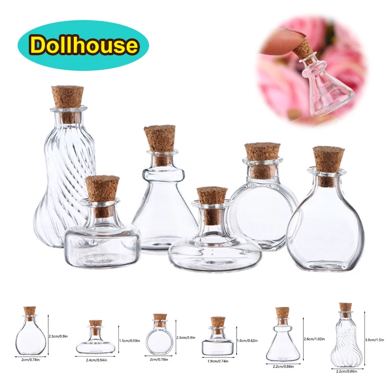 1:12 Puppenhaus Miniatur Vase Glasflasche Wunschflasche Aufbewahrungsflasche mit Kork Vase Bonbonglas Modell Puppenhaus Dekor