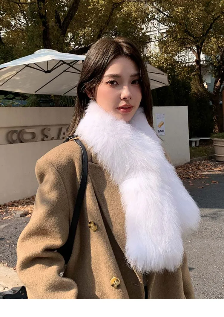 Fashion Winter Full Fur Collar Scarf Silver Fox Fur Scarf For Women Fox Hair Scarves designer neck warmer