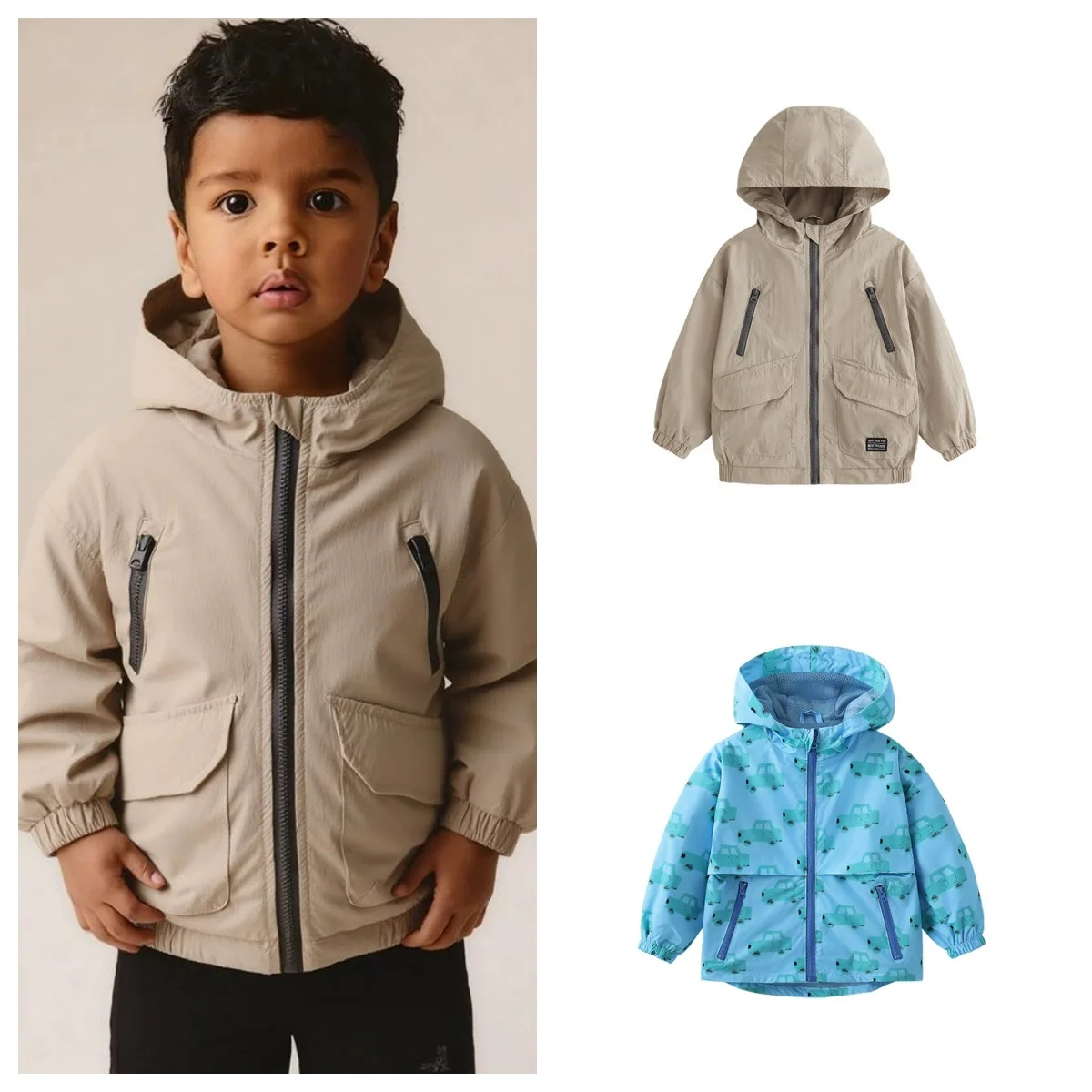 سترات للأولاد بغطاء للرأس للربيع والخريف للأطفال مقاومة للماء معطف كاجوال للمراهقين ملابس خارجية للمدرسة ملابس واقية للأطفال