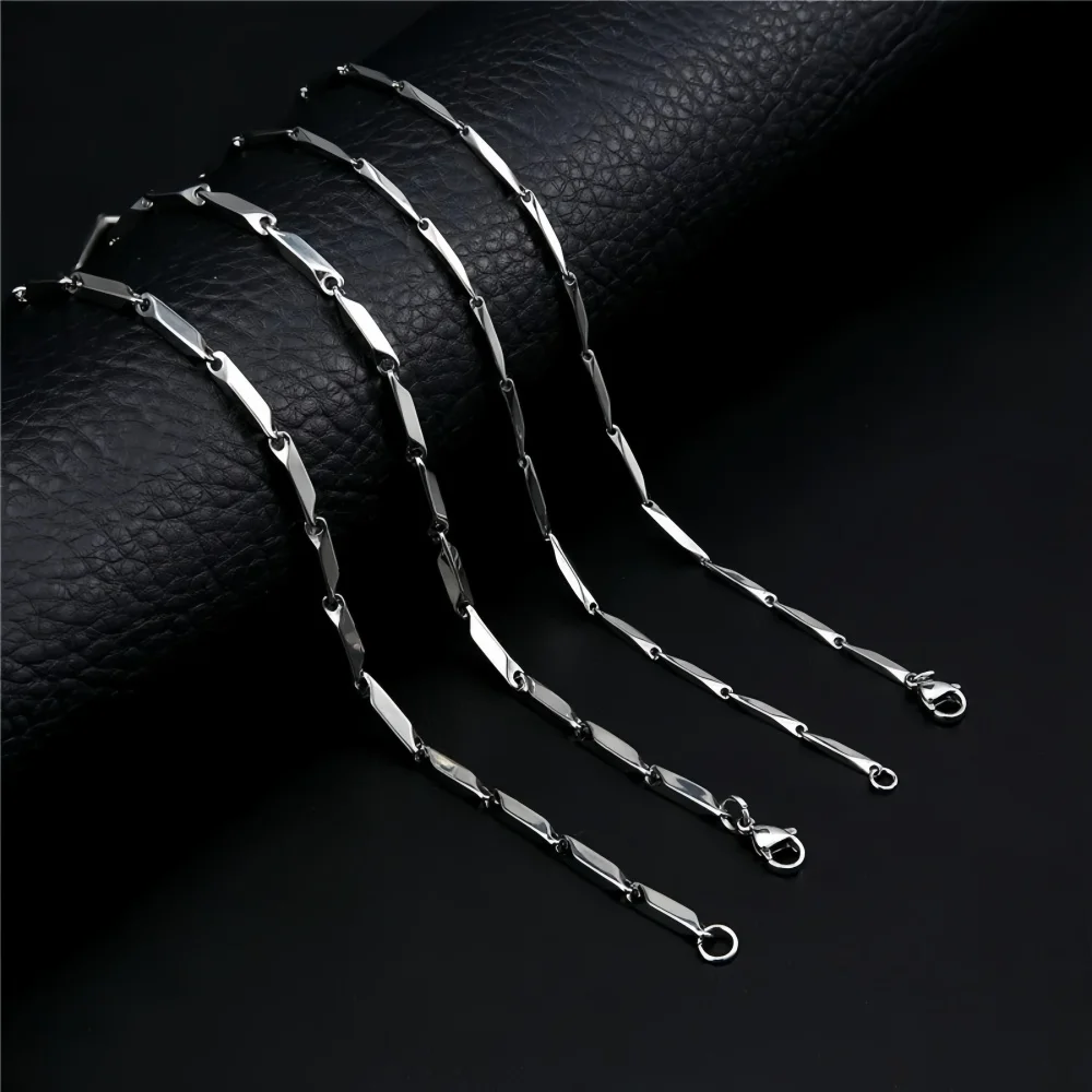 Herren Silberfarbene Edelstahl-Samenkette Halskette Hip-Hop Retro-Outfit Schmuck Einfache Mode Titan-Stahl Halskette – Detail 3