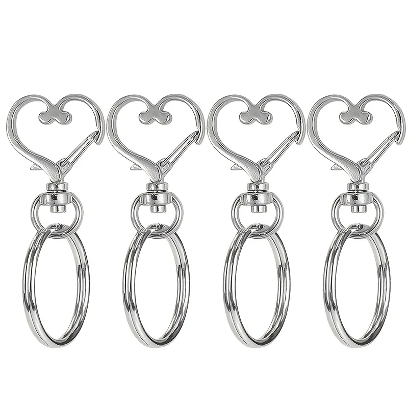 4Heart-shaped rotating buckle keychain - Colorful metal spring clasp，Suitable for handmade crafts、Lanyards and Decorations - Zin