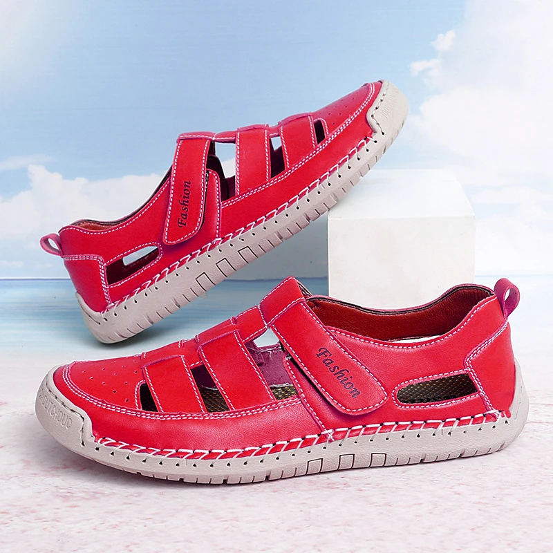 Sommer-Herren-Sandalen aus echtem Leder, Freizeitschuhe für Herren, Outdoor-Herren-Ledersandalen für Herren, Strandschuhe, römische Herrenschuhe