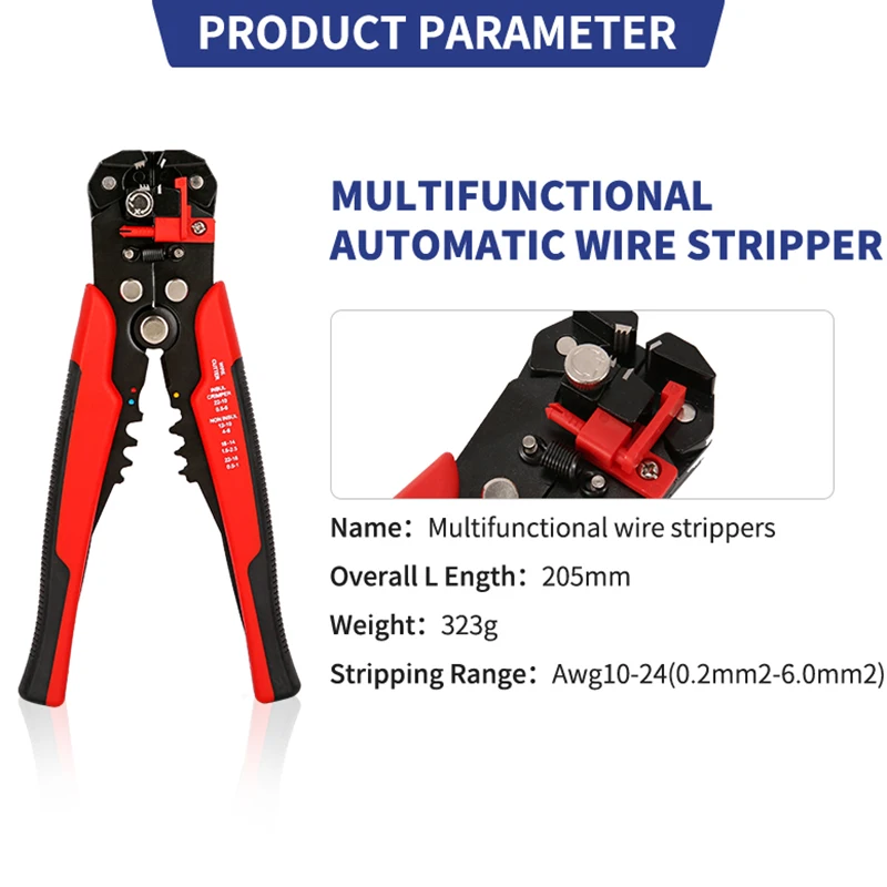 XIONGISOLAR Crimper Cable Cutter Adjustable Automatic Wire Stripper Multifunctional Stripping Crimping Pliers Terminal Hand Tool