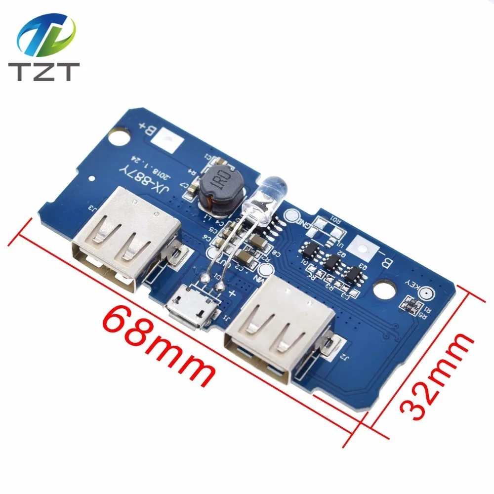 18650 5V 2A Power Bank Charger Module Charging Circuit Board Step Up Boost Power Supply Module 2A Dual USB Output 1A Input