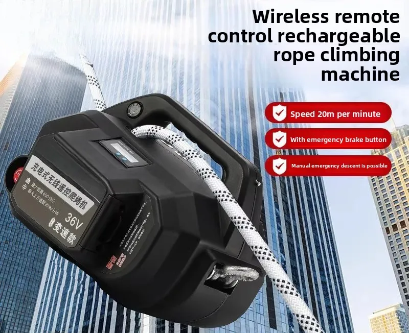 

Rechargeable Electric Rope Climbing Machine Remote Control Winch Hoist for High-Altitude Operation Air Conditioning Installation