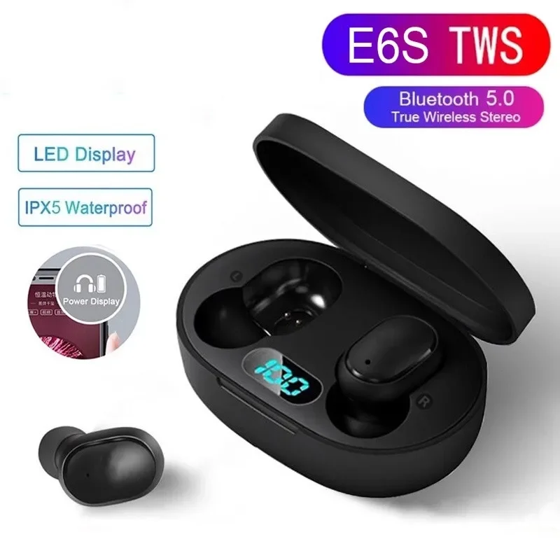 New E6S 9D Stero Wireless Headset IPX4 Waterproof 5.0 Bluetooth Earphones Earplugs No Delay Auricular TWS Mic With Charging Case