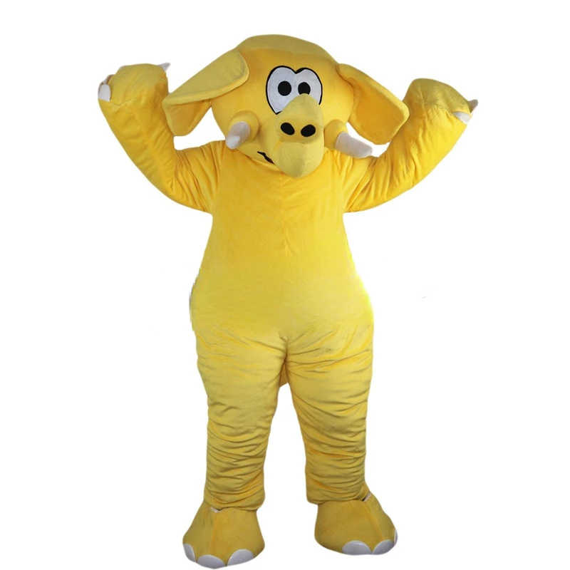 

Elephant Custom Yellow Plush Performance Cartoon Costume Performance Headgear Mascot Walking Puppet Animal Costume