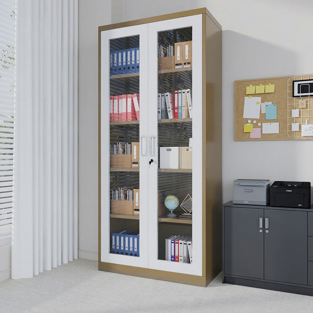 Furniture Adjustable for Home Workshop School Use Option Light Grey 2-Door Steel Swing Filing Cabinet Modern Design Office